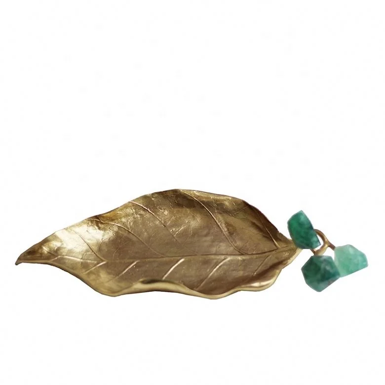 Neoclassical Copper leaf green crystal stone house accessories metal craft decoration ornaments, Gold
Neoclassical Copper leaf green crystal stone house accessories metal craft decoration ornaments, Gold