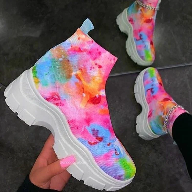 Fashion women sock shoes platform ankle tie dye shoes women boots, Black,pink and grey
Fashion women sock shoes platform ankle tie dye shoes women boots, Black,pink and grey