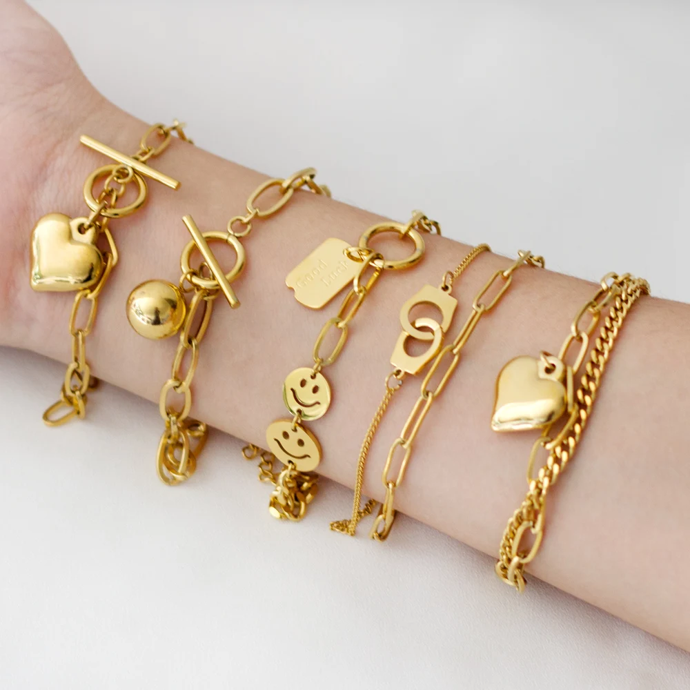 Personality Double Chain Stainless Steel Jewelry Bracelet 18k Gold Plated Bracelet for Gifts, Gold/silver avaliable
Personality Double Chain Stainless Steel Jewelry Bracelet 18k Gold Plated Bracelet for Gifts, Gold/silver avaliable