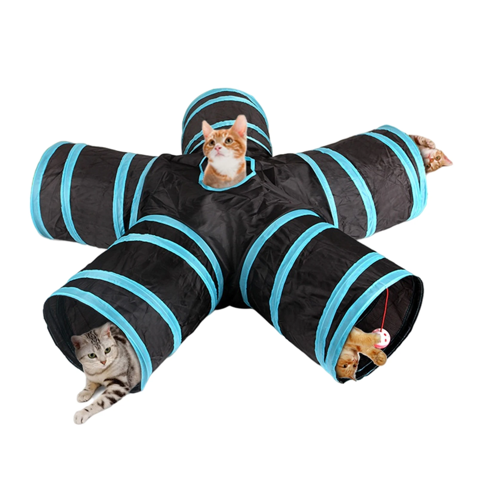 

Manufacturer Wholesale Interactive Foldable 5 Way Collapsible Pet Play Tunnel Tube with Bell for Cat, Picture