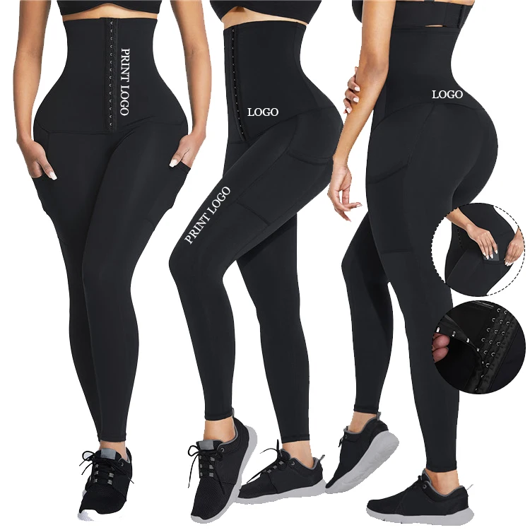 Custom Logo Elastic High Waist Waist Trimmer Waist Trainer Leggings With Pockets Women Butt Lifter Yoga Pants, As show
Custom Logo Elastic High Waist Waist Trimmer Waist Trainer Leggings With Pockets Women Butt Lifter Yoga Pants, As show