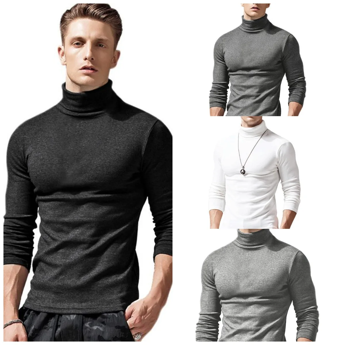 Fashionable Turtleneck Long Sleeved T Shirt Casual Fall Solid Color Knitting Tight Tops For Men 2021, Picture color
Fashionable Turtleneck Long Sleeved T Shirt Casual Fall Solid Color Knitting Tight Tops For Men 2021, Picture color