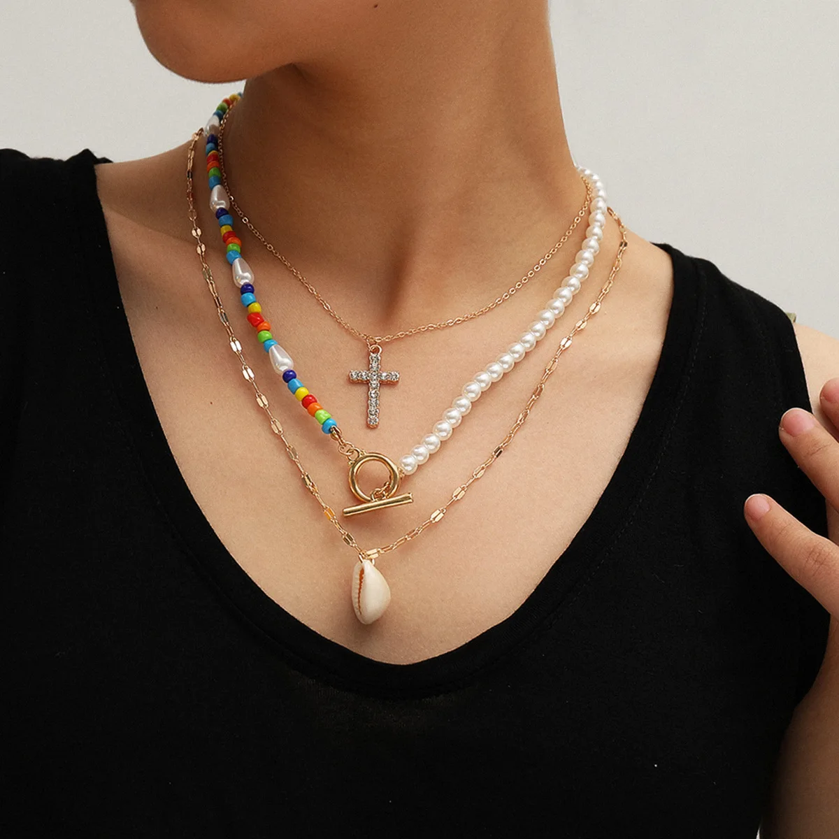 2021 Newest Designer Creativity Diamond Cross Pendant Necklace Colorful Jewelry Shell Gold Necklace, Picture color
2021 Newest Designer Creativity Diamond Cross Pendant Necklace Colorful Jewelry Shell Gold Necklace, Picture color