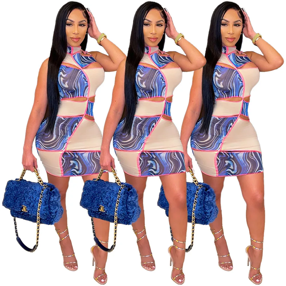 2021 new arrivals patchwork dress sexy sleeveless burnt dress with holes women summer wear, As picture
2021 new arrivals patchwork dress sexy sleeveless burnt dress with holes women summer wear, As picture