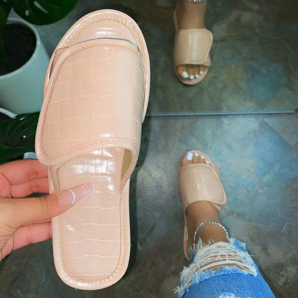 2021 Spring and Summer Large Size New Hook&Loop Solid Color Flat Flip Flops Women Patent Leather Slippers for Casual, Pictures
2021 Spring and Summer Large Size New Hook&Loop Solid Color Flat Flip Flops Women Patent Leather Slippers for Casual, Pictures