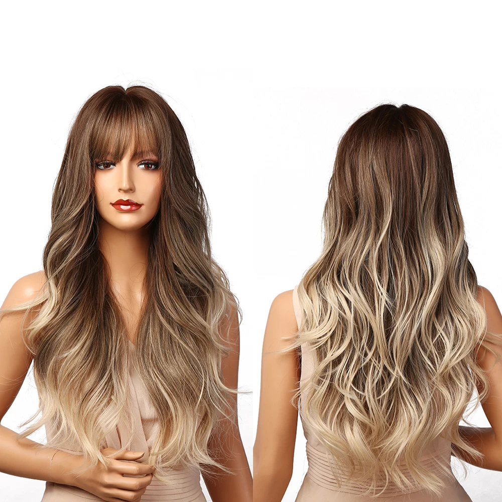 Natural Heat Resistant Fiber Hair Wigs Long Ombre Brown to Gold Synthetic Wave Wigs For Women, Brown gold
Natural Heat Resistant Fiber Hair Wigs Long Ombre Brown to Gold Synthetic Wave Wigs For Women, Brown gold