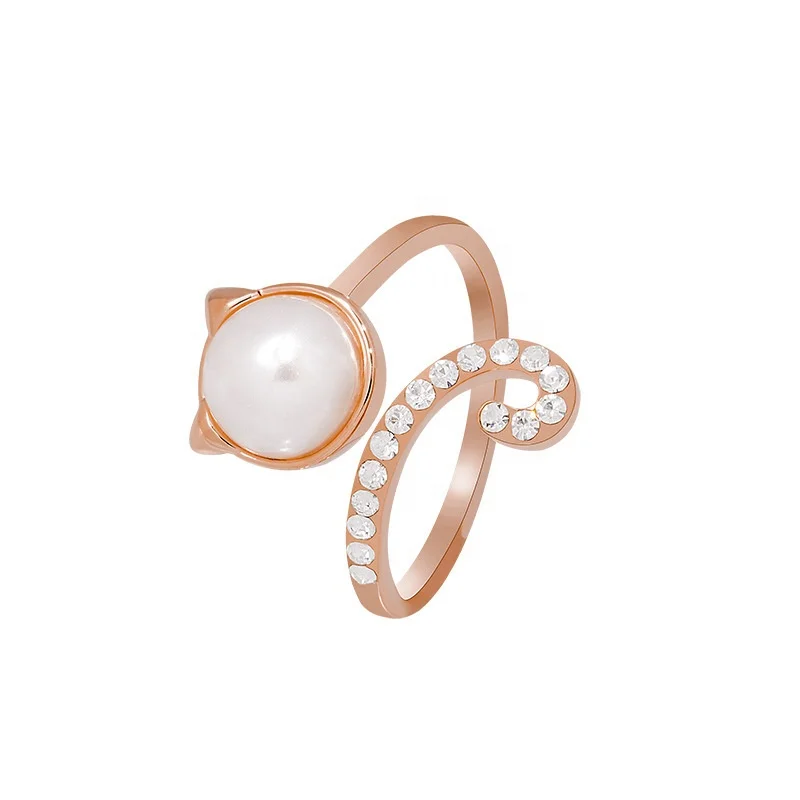 Cute Pearl Cat Open Rings Women Fashion Jewelry Charm Adjustable Ring Creative Elegant Jewelry, Customized color
Cute Pearl Cat Open Rings Women Fashion Jewelry Charm Adjustable Ring Creative Elegant Jewelry, Customized color