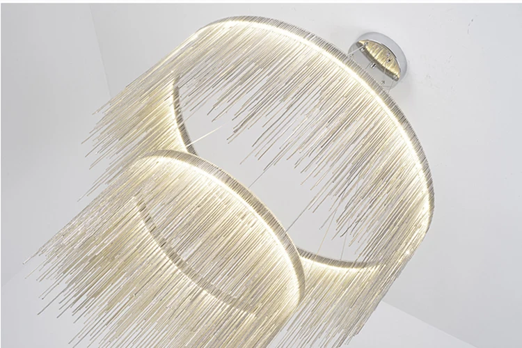 Factory price post modern gold silver Aluminum chain tassels hanging home decor pendant light