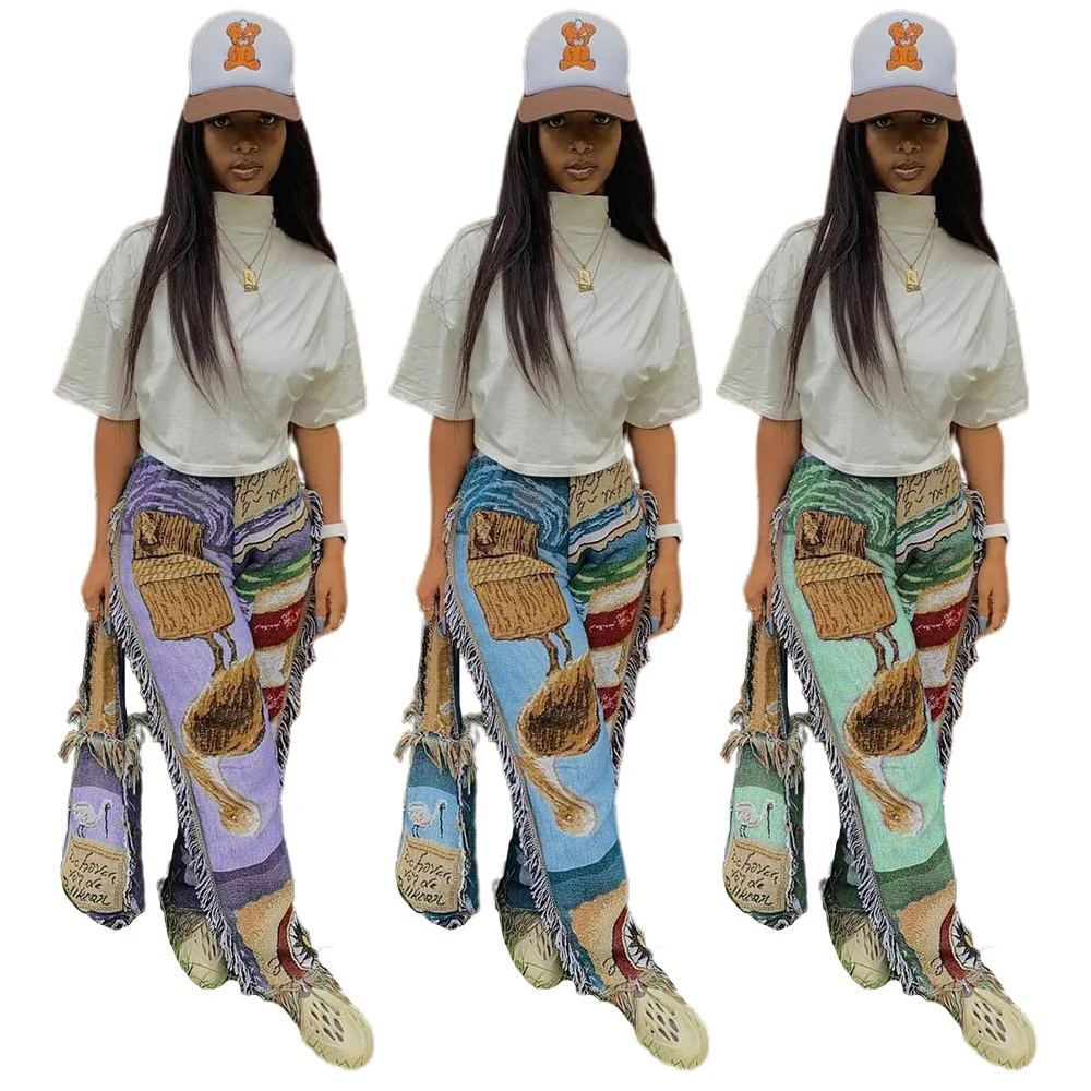 2021 New Fall Fashion Color Pattern Tassel Pants Patchwork Fringed Loose Tassel Jogger Casual Pants Women
2021 New Fall Fashion Color Pattern Tassel Pants Patchwork Fringed Loose Tassel Jogger Casual Pants Women