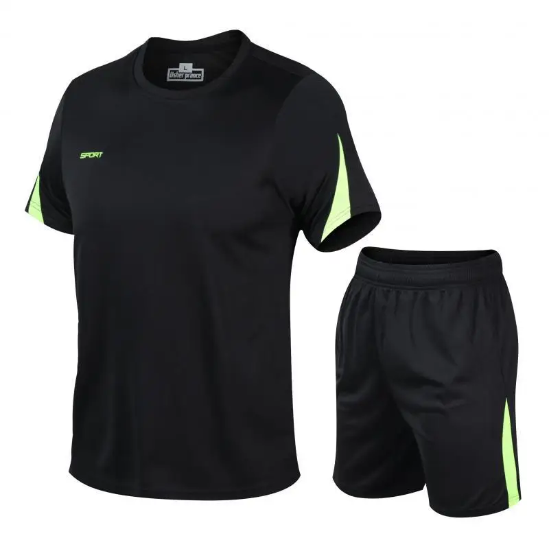 Summer Loose Sweat Suit Short Sleeved Jogging Sportswear Men Quick Dry T Shirt Set Training Wear, Green black red white and customizable
Summer Loose Sweat Suit Short Sleeved Jogging Sportswear Men Quick Dry T Shirt Set Training Wear, Green black red white and customizable
