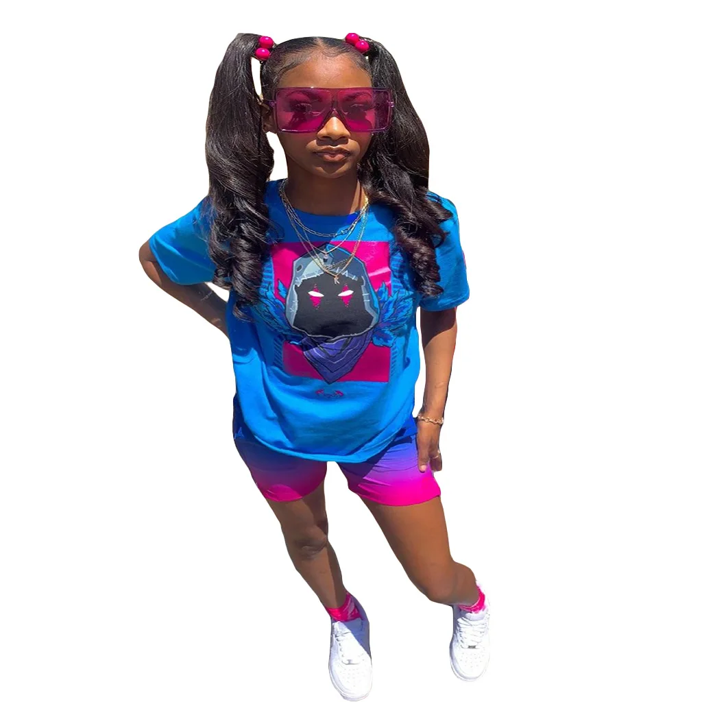 Women Clothing Fashion Pattern Print Short Sleeve T Shirt Tops Sexy Biker Shorts 2 Piece Matching Set
Women Clothing Fashion Pattern Print Short Sleeve T Shirt Tops Sexy Biker Shorts 2 Piece Matching Set