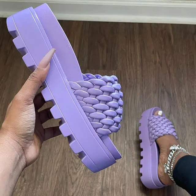 2021 new arrival ladies braided purple beach elegant femme slippers increase woven shoes platform slides women sandals, Picture
2021 new arrival ladies braided purple beach elegant femme slippers increase woven shoes platform slides women sandals, Picture