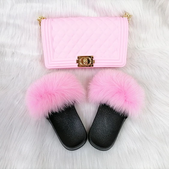 

Ladies Fluffy Fox Luxury Slide Women Soft Comfortable Fur House Slides Shoes Slippers Faux Vendor With Fur, Color matching