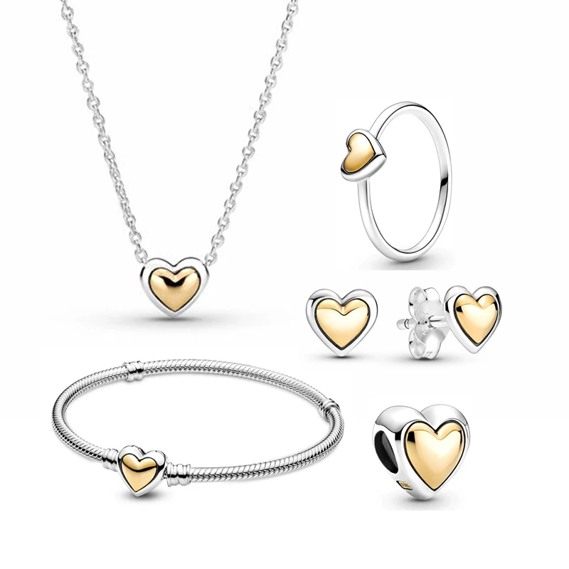 China Wholesale 14k Gold Plated Domed Golden Heart Jewelry Set Charm Bracelet 925 Sterling Silver Earrings Rings
China Wholesale 14k Gold Plated Domed Golden Heart Jewelry Set Charm Bracelet 925 Sterling Silver Earrings Rings