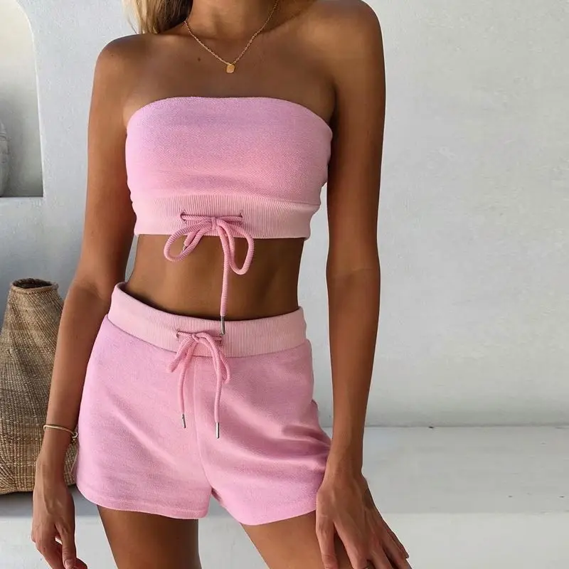 2020 Summer Pink Women Clothing Sexy Tube Crop Top 2 Pieces Short Set, Pink/white/ green
2020 Summer Pink Women Clothing Sexy Tube Crop Top 2 Pieces Short Set, Pink/white/ green