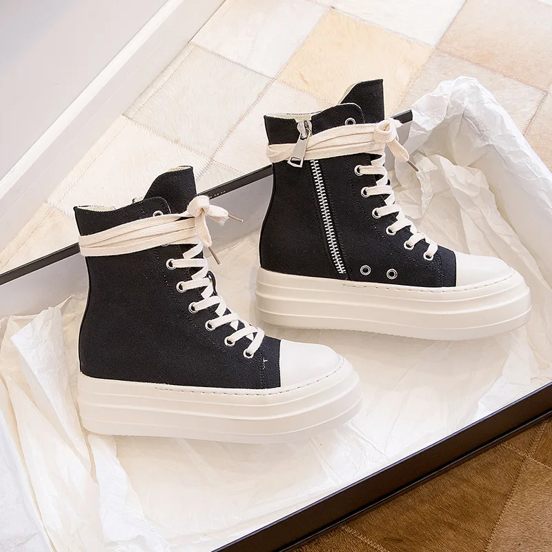 Factory wholesale casual simple solid color female zipper lace up canvas trendy chunky shoes
Factory wholesale casual simple solid color female zipper lace up canvas trendy chunky shoes
