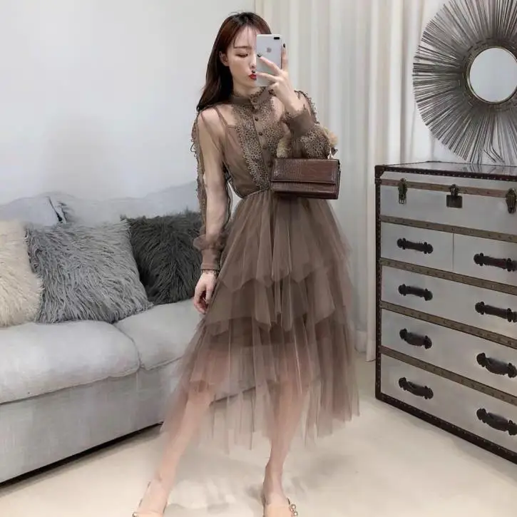 zm40276v Hollow-out lace patchwork gauze dress female cake skirt two sets, Gray,beige,pink,coffee
zm40276v Hollow-out lace patchwork gauze dress female cake skirt two sets, Gray,beige,pink,coffee