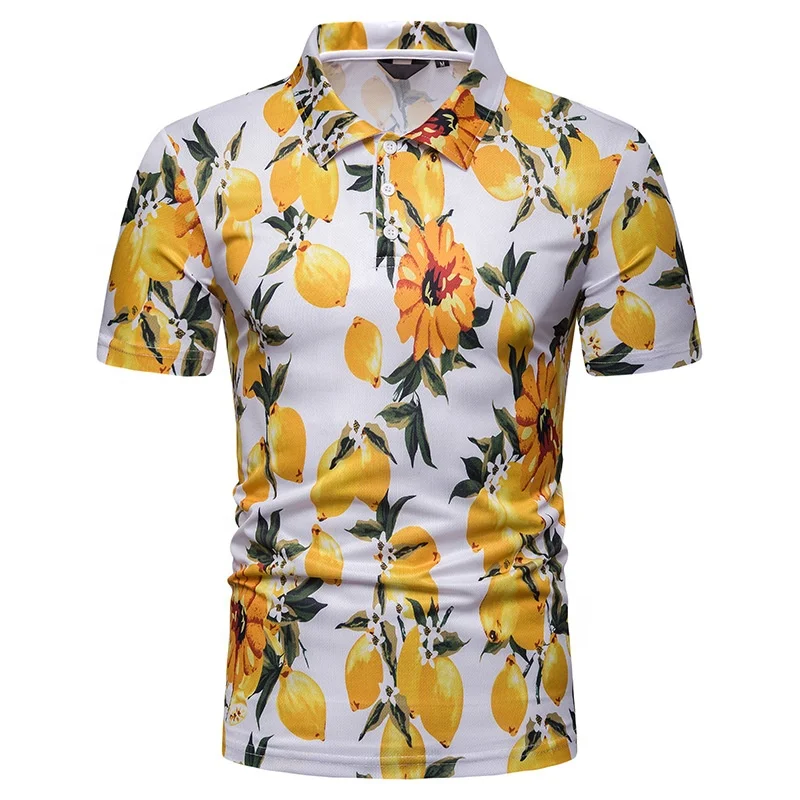 Men's Beach Style Printed T-shirt Lapel Short Sleeve Floral T-shirt Summer Fashion Casual T-shirt, Picture shows
Men's Beach Style Printed T-shirt Lapel Short Sleeve Floral T-shirt Summer Fashion Casual T-shirt, Picture shows