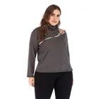 Fat MM2019 new high collar long sleeve letter ribbon stitching T-shirt top