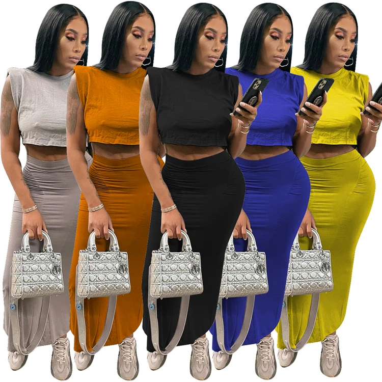 Stylish Women 2pc Outfits Sleeveless Skirt Summer Ladies Office Suits Two Piece Set, Picture shown
Stylish Women 2pc Outfits Sleeveless Skirt Summer Ladies Office Suits Two Piece Set, Picture shown