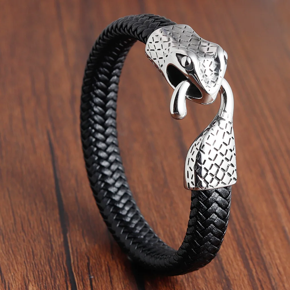 Custom Logo Fine Punk Snake Boa Fashion Handmade Stainless Steel Real Leather Magnetic Braided Bracelet Jewelry For Men
Custom Logo Fine Punk Snake Boa Fashion Handmade Stainless Steel Real Leather Magnetic Braided Bracelet Jewelry For Men