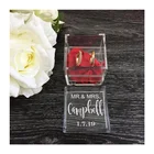 Custom Modern Rustic Engagement Wedding Clear Acrylic Ring Bearer Box with Lid