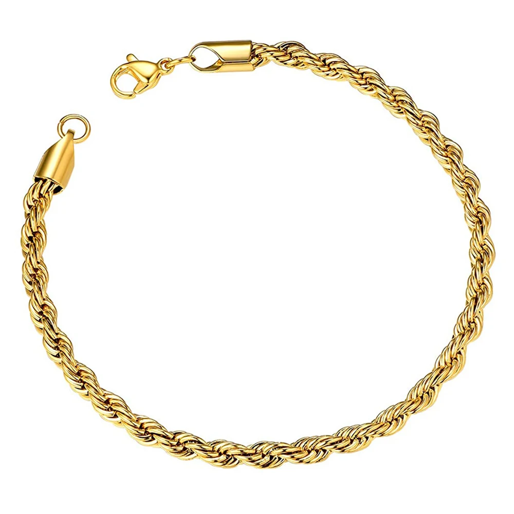 Trendy Vintage Twist Rope Chain Bracelets 18K Gold Plated Stainless Steel Bracelet for Men Women Fashion Jewelry
Trendy Vintage Twist Rope Chain Bracelets 18K Gold Plated Stainless Steel Bracelet for Men Women Fashion Jewelry