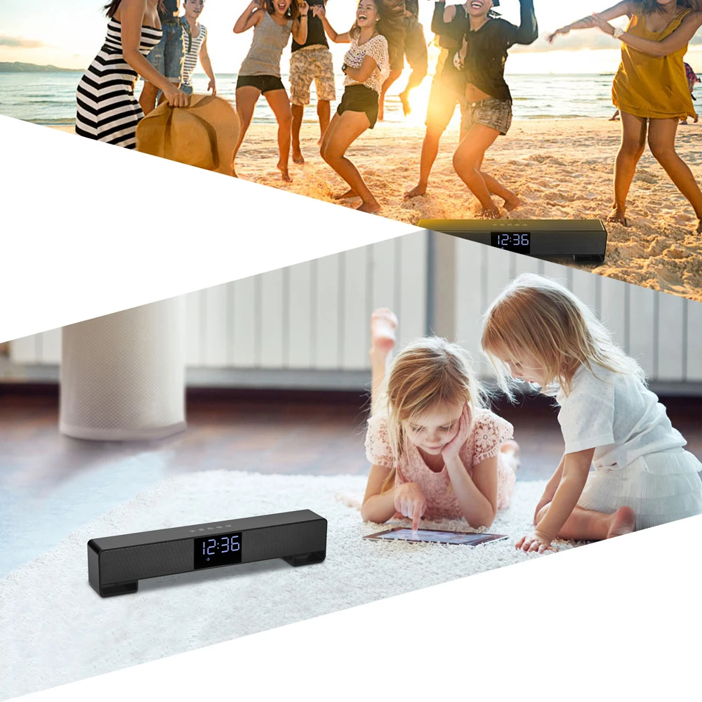 GAS-8010 Wireless Bluetooth Speaker Soundbar TV 10W Portable Mini Sound Box Music Loudspeaker Home theater Alarm AUX Radio FM - ANKUX.COM