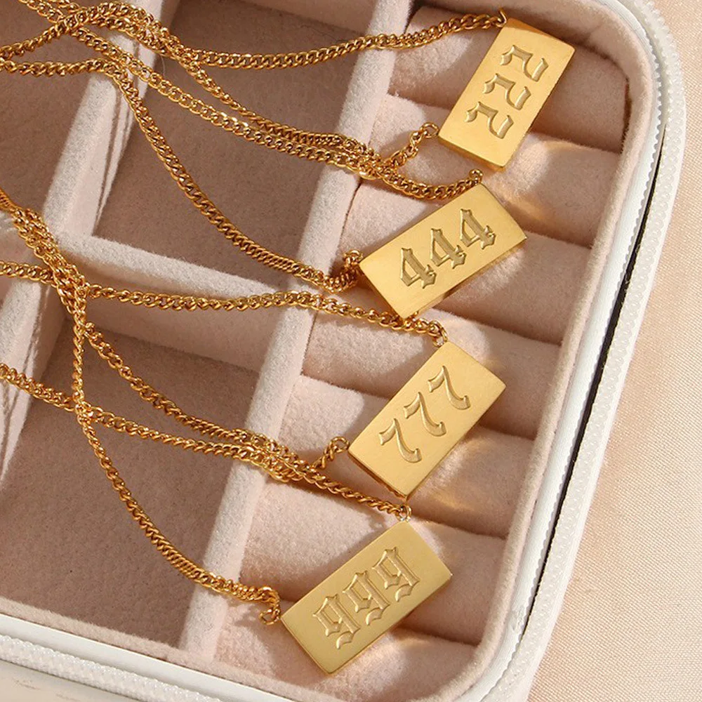 Support Customization Angle Number Necklace Stainless Steel Gold Chain Necklace Engraved Letter Initial Necklace For Women
Support Customization Angle Number Necklace Stainless Steel Gold Chain Necklace Engraved Letter Initial Necklace For Women