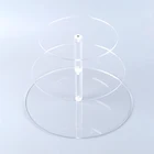 PMMA Transparent 3 tier round modern wedding plastic acrylic rotating cake stand and decoration for sale