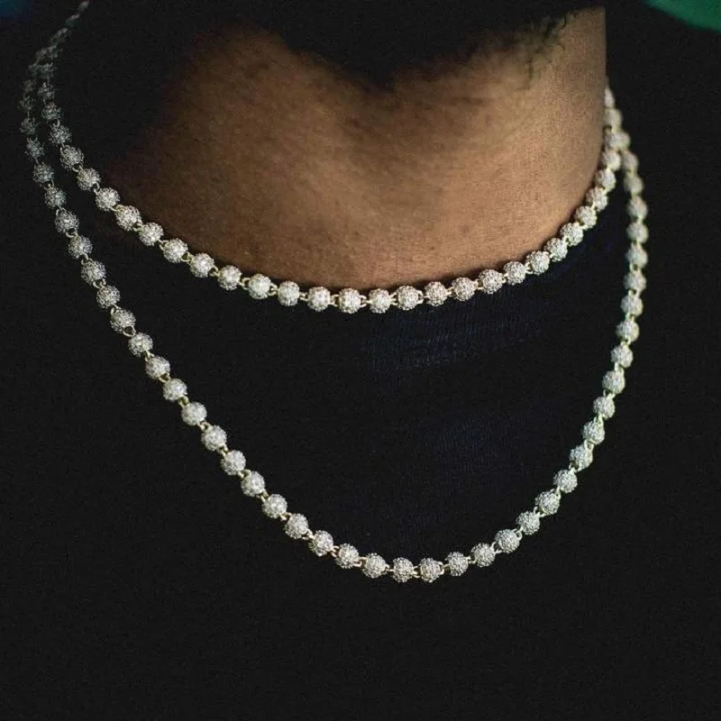 2020 New Iced Out Cubic Zirconia Bead Link Chain Iced Ball Chain Choker Necklace Hip Hop Charm Necklace Fashion Jewelry, Gold silver
2020 New Iced Out Cubic Zirconia Bead Link Chain Iced Ball Chain Choker Necklace Hip Hop Charm Necklace Fashion Jewelry, Gold silver