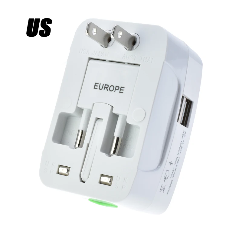 EU US UK AU Swiss Brazil Indonesia Canada France World All in One Universal Promotional Travel Adaptors With 2 Usb