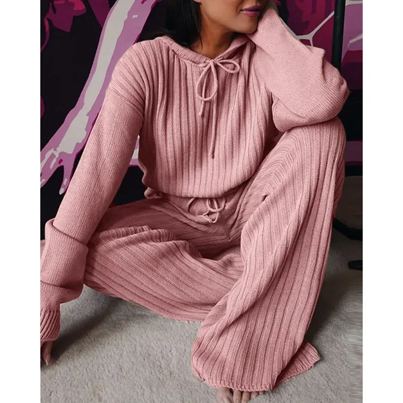 Plus Size Women Knitting Set Hooded Long Sleeve Loose Coat Wide Leg Pants 2 Piece Clothing Set Ladies Loungewear Casual Outfits
Plus Size Women Knitting Set Hooded Long Sleeve Loose Coat Wide Leg Pants 2 Piece Clothing Set Ladies Loungewear Casual Outfits