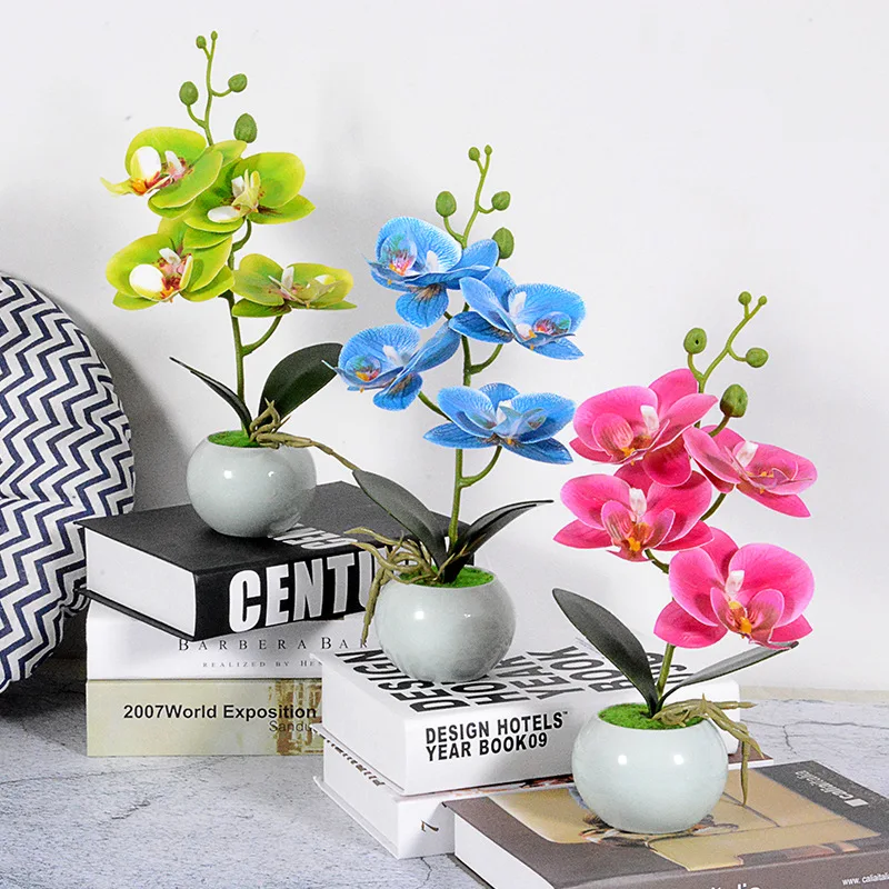 Home Party Decor Wholesale 5 heads Latex Flower Mini Artificial Phalaenopsis Orchids Plant with Ceramic Pot, Colorful
Home Party Decor Wholesale 5 heads Latex Flower Mini Artificial Phalaenopsis Orchids Plant with Ceramic Pot, Colorful