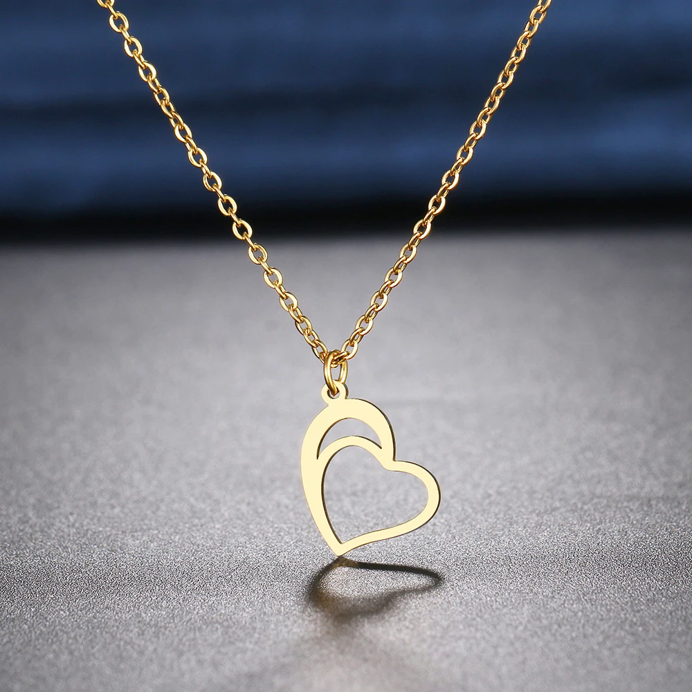Stainless Steel Necklaces Diagonal Hanging Heart Pendants Chain Choker Jewellery Fashion Necklace For Women Jewelry Wedding Gift, Silver gold
Stainless Steel Necklaces Diagonal Hanging Heart Pendants Chain Choker Jewellery Fashion Necklace For Women Jewelry Wedding Gift, Silver gold