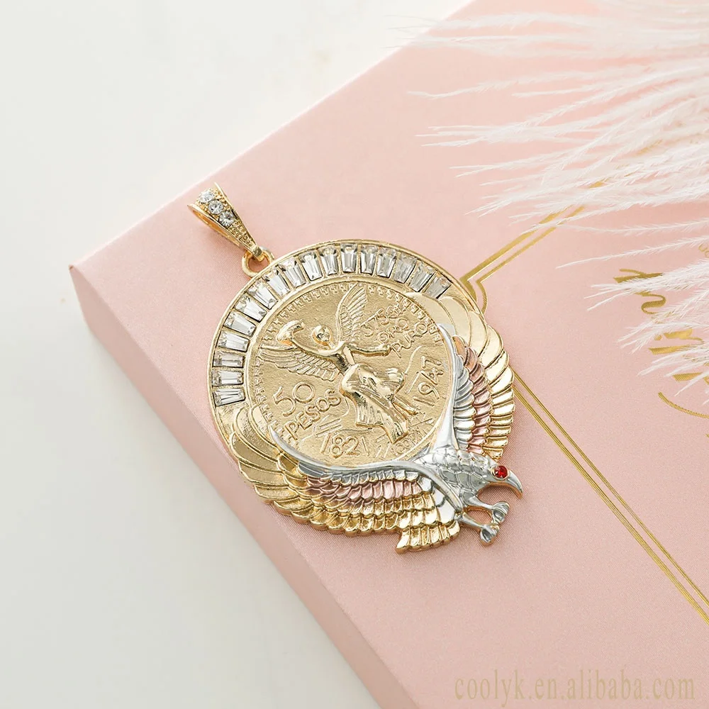 Mexico 50 pesos Neutral Centernario Pendant 18 k gold Zircon Pendant Charms, Tricolor
Mexico 50 pesos Neutral Centernario Pendant 18 k gold Zircon Pendant Charms, Tricolor