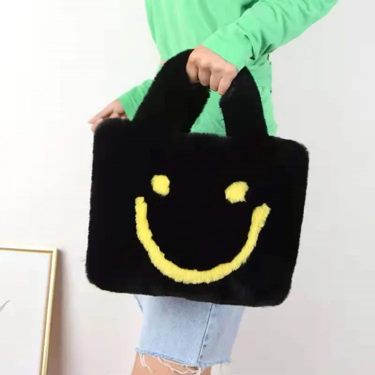 2021 Fashion Solid Smile Pattern Handbag Ladies Shopping Bags Soft Faux Fur Handbag For Women, Colorful
2021 Fashion Solid Smile Pattern Handbag Ladies Shopping Bags Soft Faux Fur Handbag For Women, Colorful