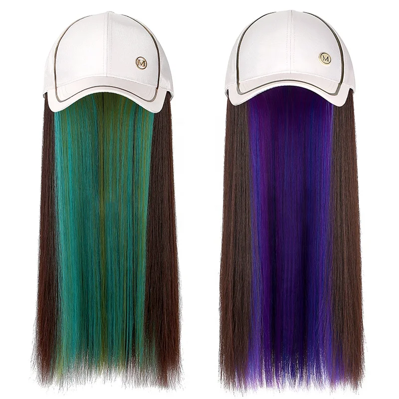 White Black Cap 17.7 Inches Two Color High Temperature Fiber Long Hair Wig Extension Women Baseball Hat Straight Wigs, Customized colors
White Black Cap 17.7 Inches Two Color High Temperature Fiber Long Hair Wig Extension Women Baseball Hat Straight Wigs, Customized colors