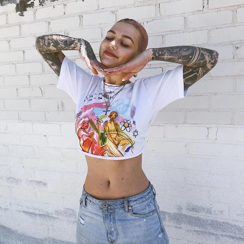 Fashion Sexy Short Top Summer Women's New Short-sleeved Street Print T-shirt, Picture showed
Fashion Sexy Short Top Summer Women's New Short-sleeved Street Print T-shirt, Picture showed