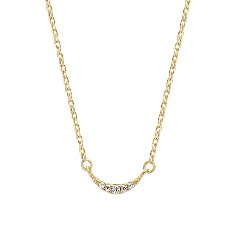 18K Gold Vermeil Moon Shape Pendant Necklace with cubic zircon 925 Sterling Silver Crescent Necklace
18K Gold Vermeil Moon Shape Pendant Necklace with cubic zircon 925 Sterling Silver Crescent Necklace