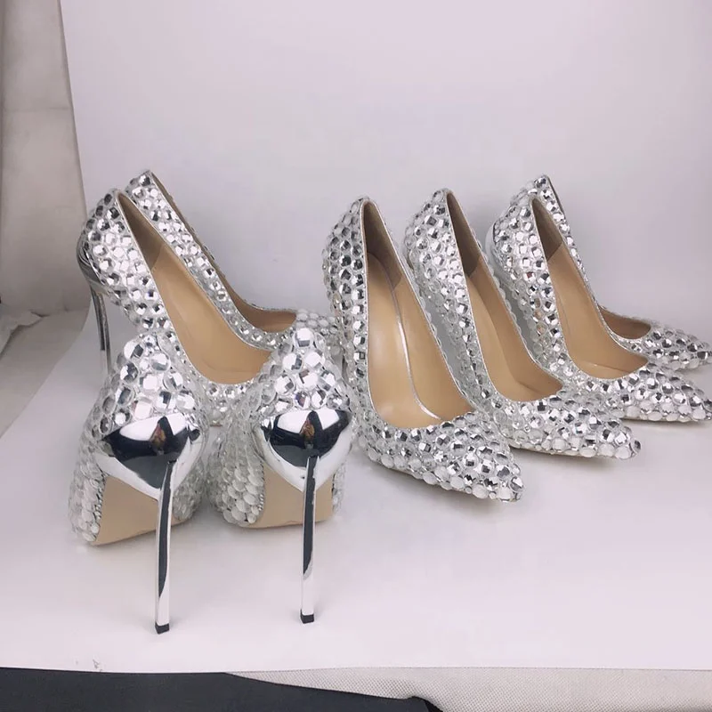 Metal Thin High Heel Shoes Wholesale Women High Heels Genuine Leather Pumps Crystal wedding Women Shoes, Silver
Metal Thin High Heel Shoes Wholesale Women High Heels Genuine Leather Pumps Crystal wedding Women Shoes, Silver