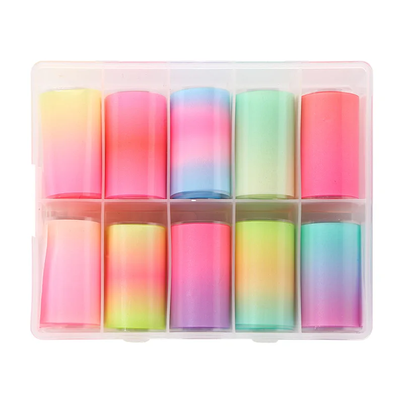 NTFB006 Pink Rainbow Color 100x4 cm Rolled Nail Laser Transfer Foil 10 Rolls/Case Glue-on Transfer Nail Foil, Colorful
NTFB006 Pink Rainbow Color 100x4 cm Rolled Nail Laser Transfer Foil 10 Rolls/Case Glue-on Transfer Nail Foil, Colorful