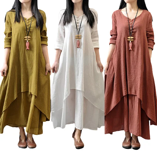 Fashion Ruffles Long Sleeve Loose Women Casual Plus Size Cotton Linen Dress Womens 2021
Fashion Ruffles Long Sleeve Loose Women Casual Plus Size Cotton Linen Dress Womens 2021