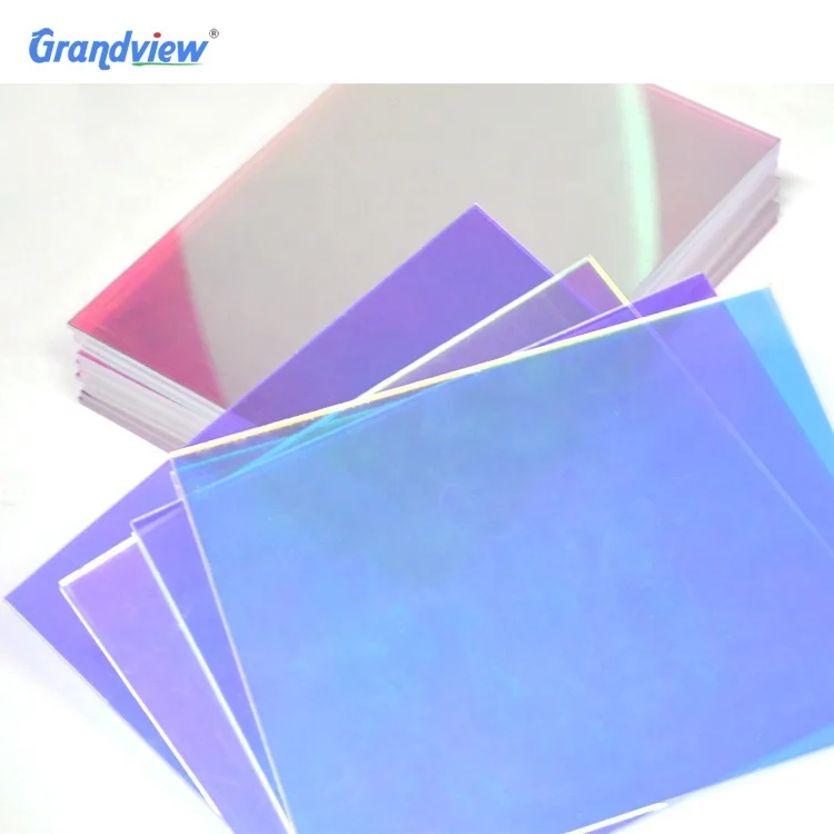 Custom size Iridescent acrylic rainbow cast coloured dichroic acrylic sheet