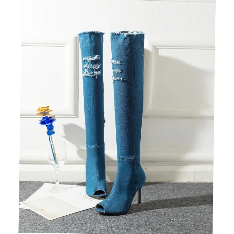 high quality elegant design women denim jeans fabric fish high heel boots high heel shoes for women cheap fashion open toe boots
high quality elegant design women denim jeans fabric fish high heel boots high heel shoes for women cheap fashion open toe boots