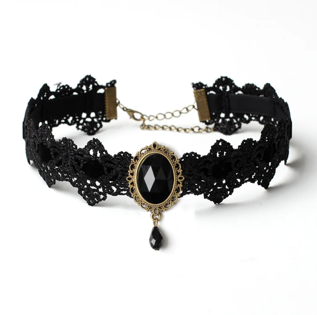 Multi Colors Free Choice Black Lace Flower Chokers Necklace for Women With Crystal Pendant, Gold , silver
Multi Colors Free Choice Black Lace Flower Chokers Necklace for Women With Crystal Pendant, Gold , silver