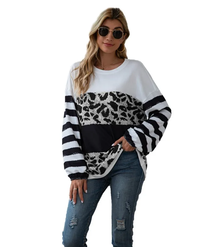 Hot Selling High Quality Autumn Casual Wowens Leopard Print Stitching Round Neck Long-sleeve Plus Size Sweater, Picture showed
Hot Selling High Quality Autumn Casual Wowens Leopard Print Stitching Round Neck Long-sleeve Plus Size Sweater, Picture showed