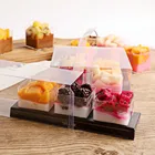 Luxury Square Cake Trays Packaging Box Container Holder Plastic Transparent Baking Dessert Cake Boxes