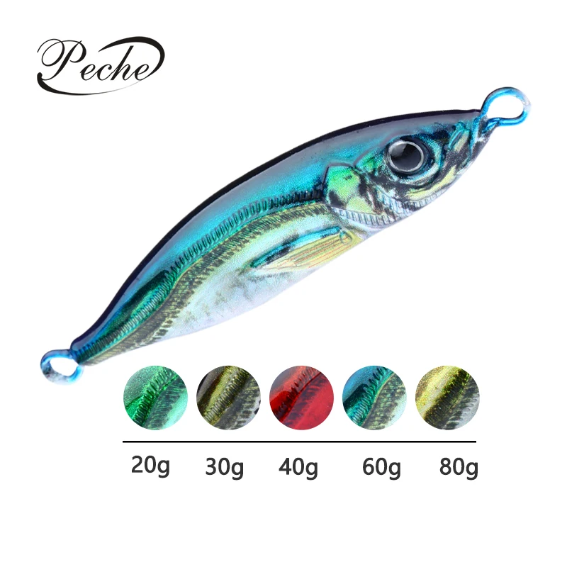 

Dropshipping Jigging Lure Fishing Tackle 15/20/30/40/60/80/100g Luminous Swimming Bait Lead Metal Casting Slow Pitch Jigs Lure, 5 colors