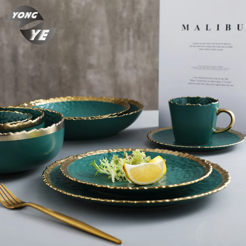 Modern kitchen decorative restaurant dinnerware sets for hotel ceramic matte green ceramic set of eight dinnerware sets, Green + gold
Modern kitchen decorative restaurant dinnerware sets for hotel ceramic matte green ceramic set of eight dinnerware sets, Green + gold